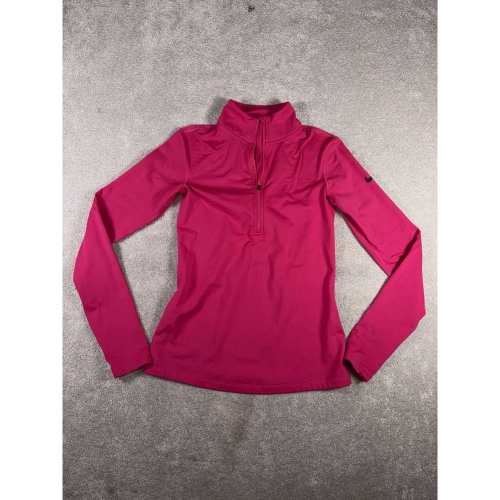 nike womens pink half zip running pullover medium